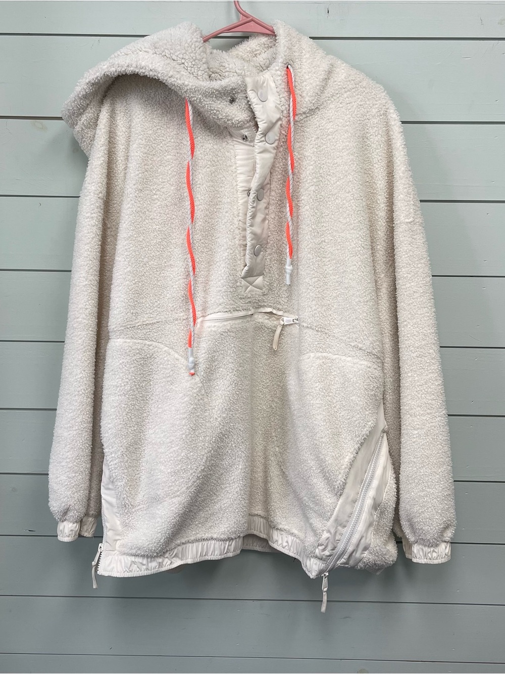 FP Movement Fuzzy was She Fleece pullover hoodie cream women's size large